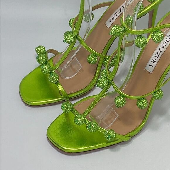 Aquazzura Cha Cha Cha Metallic Leather Sandals size 39 - Picture 7 of 14